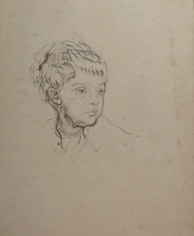 501 recto, pen drawing of head Michael